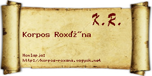Korpos Roxána névjegykártya
